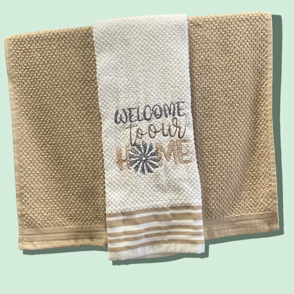 Welcome to Our Home oven decorative towels